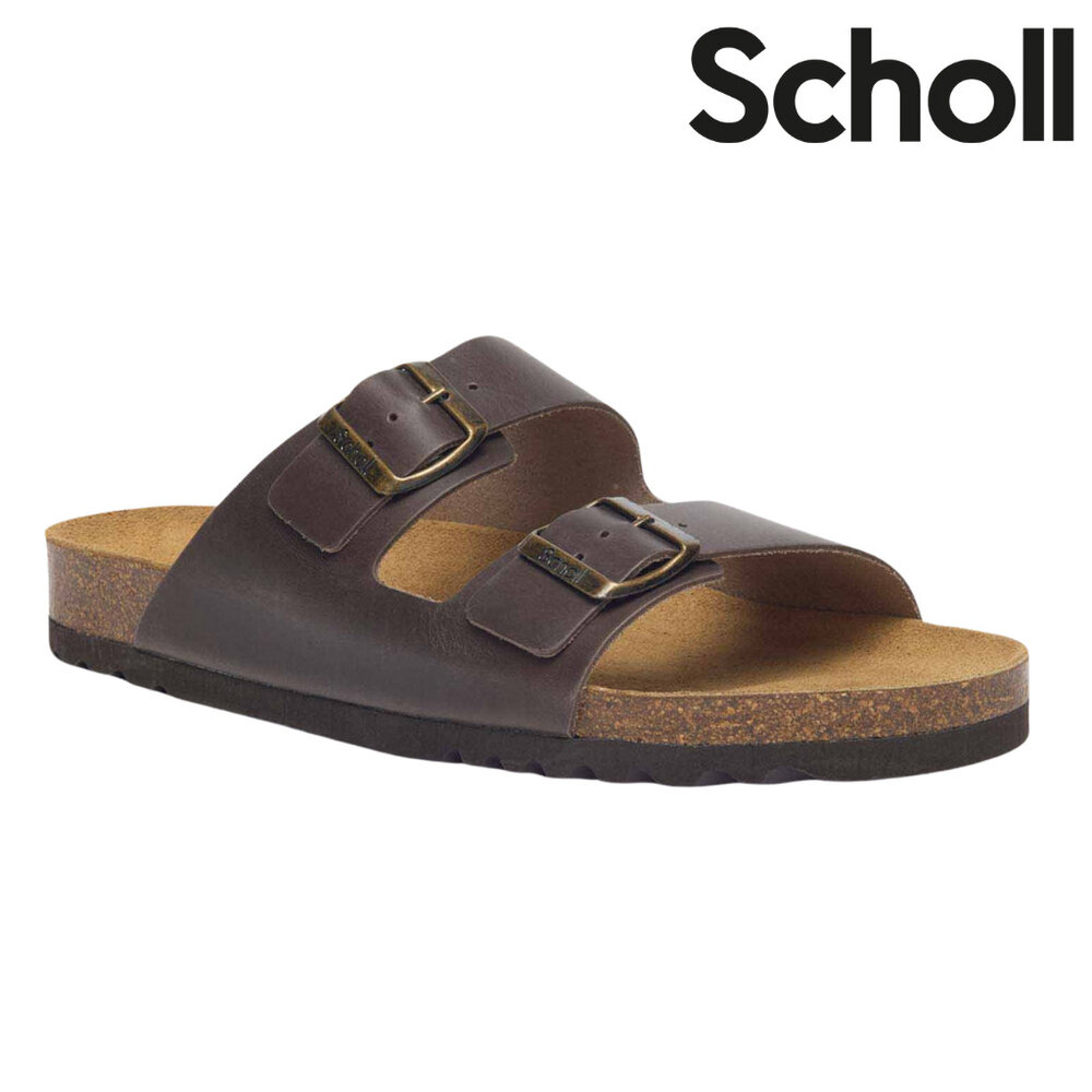 Scholl Julien Leather Caffe Sandalen Heren Scholl Julien Leather Caffe Sandalen Heren