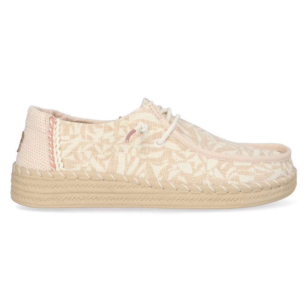 Hey Dude Wendy Espadrille Retro Palm Pale Pink/White Instappers Dames