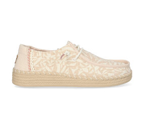 Hey Dude Wendy Espadrille Retro Palm Pale Pink/White Instappers Dames Hey Dude Wendy Espadrille Retro Palm Pale Pink/White Instappers Dames