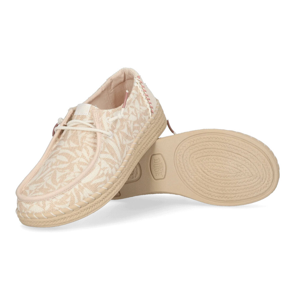 Hey Dude Wendy Espadrille Retro Palm Pale Pink/White Instappers Dames