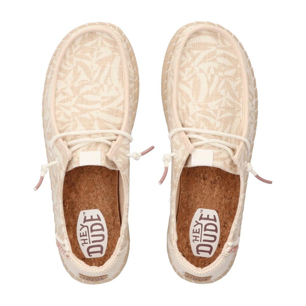 Hey Dude Wendy Espadrille Retro Palm Pale Pink/White Instappers Dames