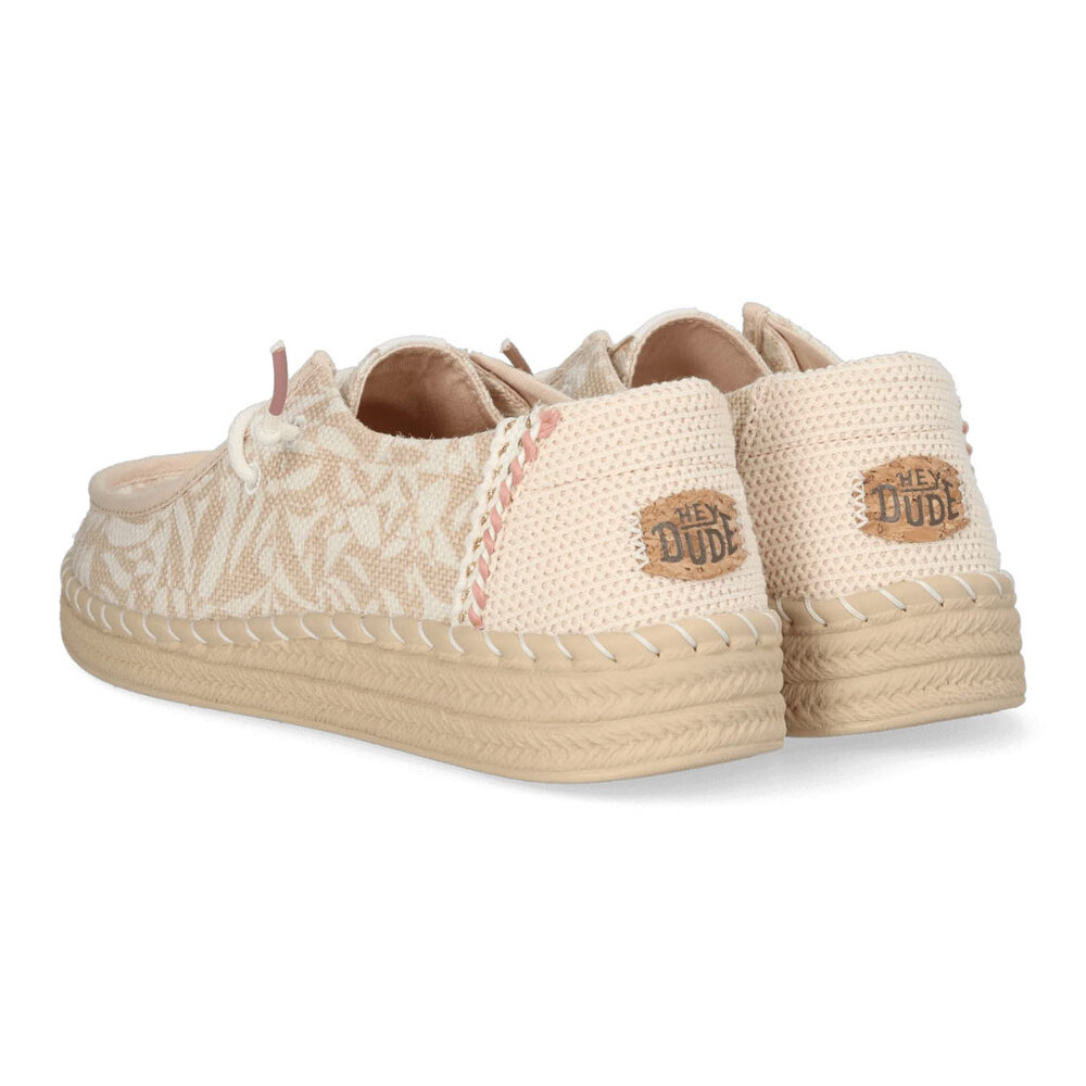 Hey Dude Wendy Espadrille Retro Palm Pale Pink/White Instappers Dames