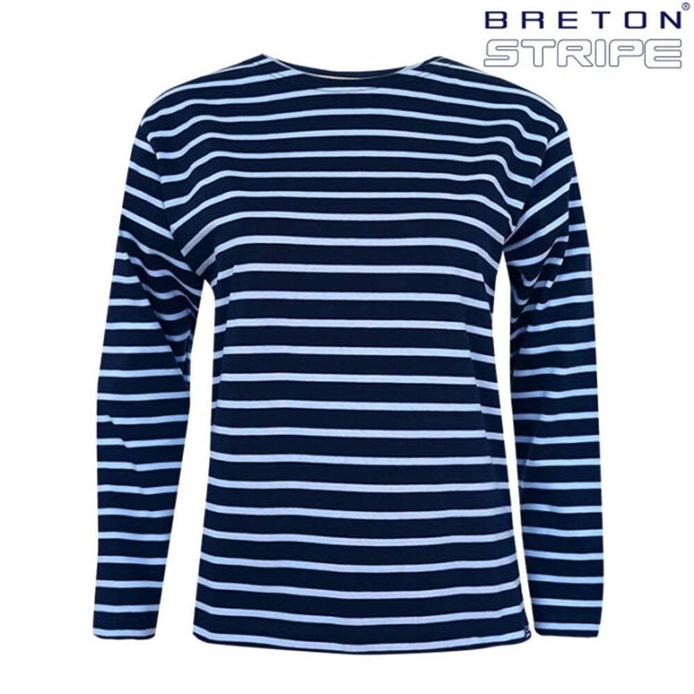 Breton Stripe Classic Navy Sky Blue Maritiem Shirt Dames Breton Stripe Classic Navy Sky Blue Maritiem Shirt Dames