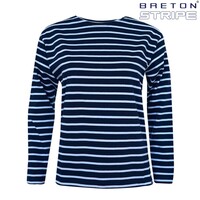 Breton Stripe Classic Navy Sky Blue Maritiem Shirt Dames
