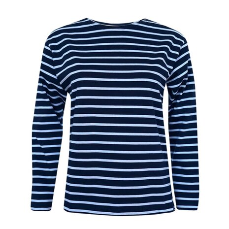 Breton Stripe Classic Navy Sky Blue Maritiem Shirt Dames Breton Stripe Classic Navy Sky Blue Maritiem Shirt Dames