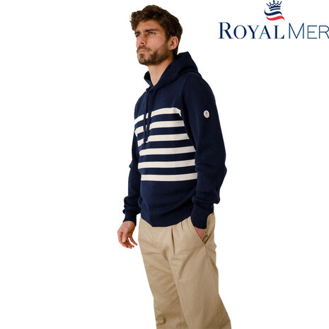 Royal Mer Marlo Marine Ecru Gestreepte Maritieme Trui Heren Royal Mer Marlo Marine Ecru Gestreepte Maritieme Trui Heren