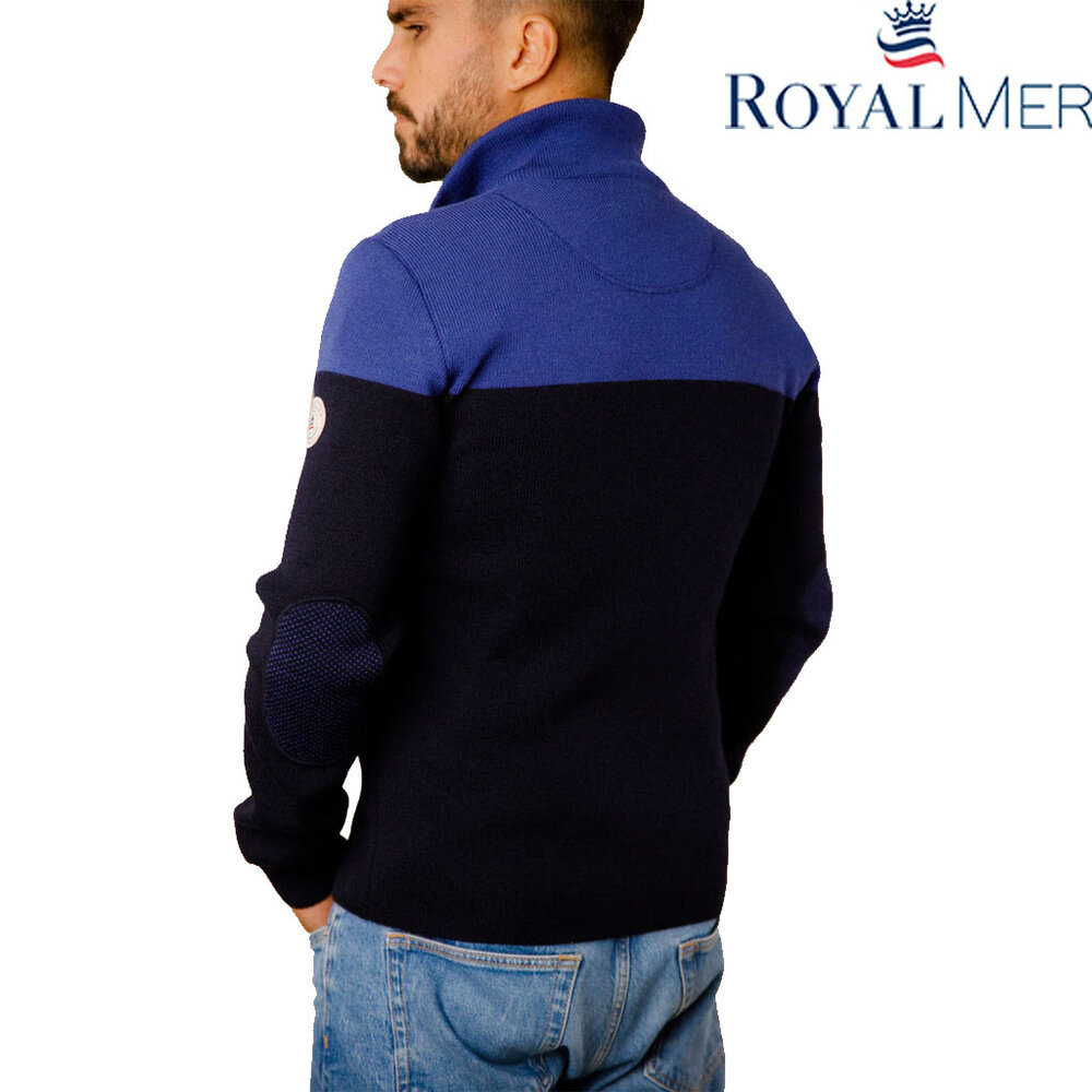 Royal Mer Arthur Marine Abysse Tweekleurige Schipperstrui Heren Royal Mer Arthur Marine Abysse Tweekleurige Schipperstrui Heren