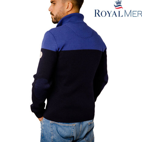 Royal Mer Arthur Marine Abysse Tweekleurige Schipperstrui Heren Royal Mer Arthur Marine Abysse Tweekleurige Schipperstrui Heren