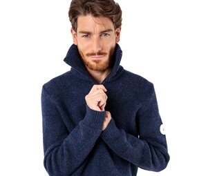 Royal Mer Alois Porselein Blauw Schipperstrui Met Hoge Kraag Heren Royal Mer Alois Porselein Blauw Schipperstrui Met Hoge Kraag Heren