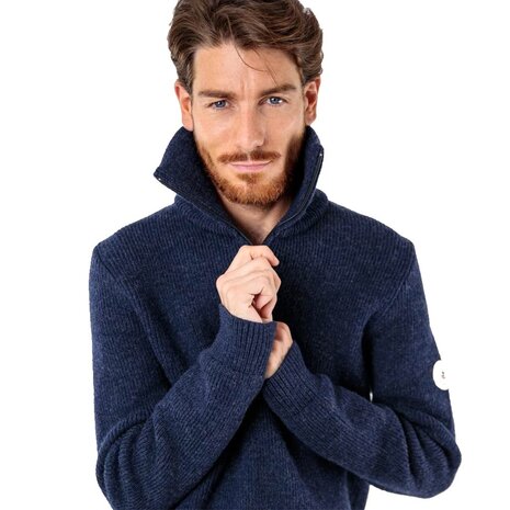 Royal Mer Alois Porselein Blauw Schipperstrui Met Hoge Kraag Heren Royal Mer Alois Porselein Blauw Schipperstrui Met Hoge Kraag Heren