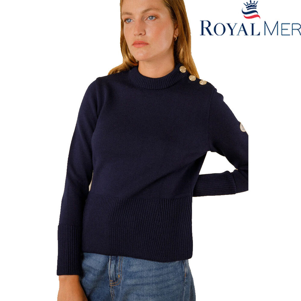 Royal Mer Brunella Marine Maritieme Trui Met Ronde Hals Dames Royal Mer Brunella Marine Maritieme Trui Met Ronde Hals Dames