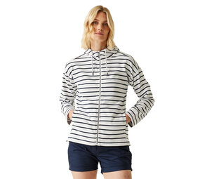 Regatta Bayletta White Navy Stripe Hoodie met Rits Dames Regatta Bayletta White Navy Stripe Hoodie met Rits Dames