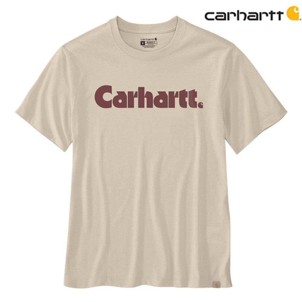 Carhartt Irvine Relaxed Logo Oat Milk T-Shirt Heren Carhartt Irvine Relaxed Logo Oat Milk T-Shirt Heren