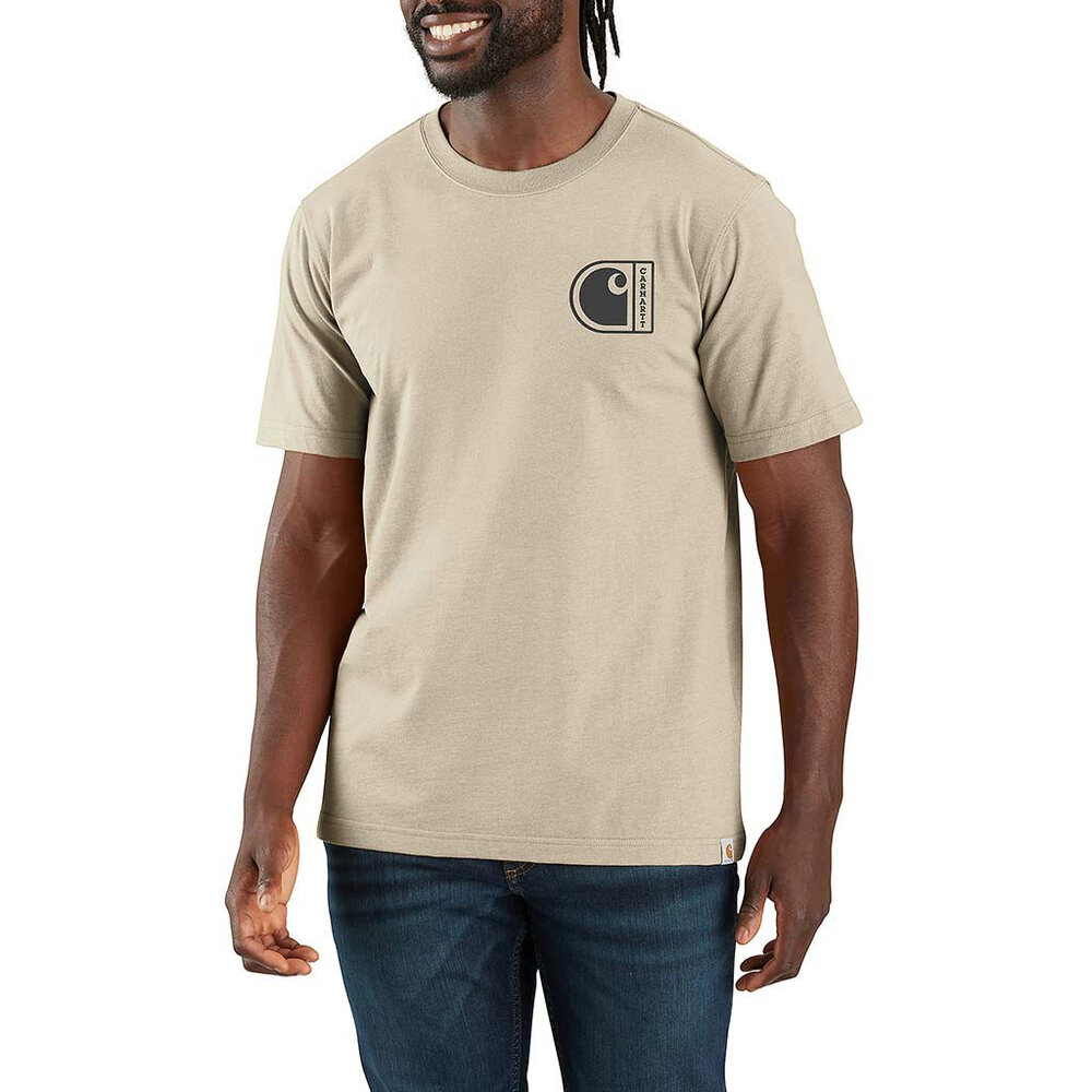 Carhartt Relaxed Fit Lightweight SS C Graphic Oat Milk T-Shirt Heren Carhartt Relaxed Fit Lightweight SS C Graphic Oat Milk T-Shirt Heren