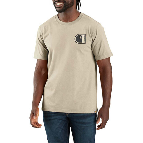 Carhartt Relaxed Fit Lightweight SS C Graphic Oat Milk T-Shirt Heren Carhartt Relaxed Fit Lightweight SS C Graphic Oat Milk T-Shirt Heren