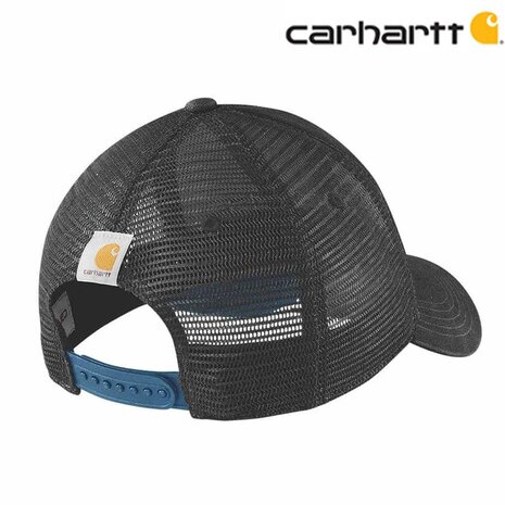Carhartt Canvas Mesh Logo Graphic Black Dark Horizon Blue Cap Carhartt Canvas Mesh Logo Graphic Black Dark Horizon Blue Cap