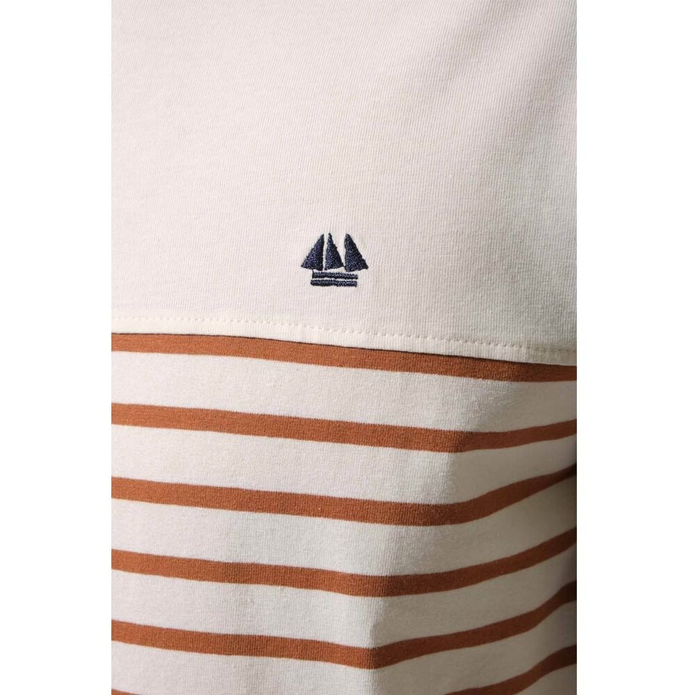 Hublot Durino Maritiem Gestreept Ecru Hazelnoot Longsleeve Shirt Heren