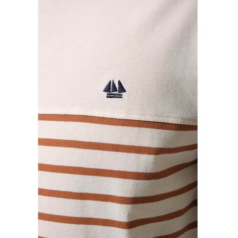 Hublot Durino Maritiem Gestreept Ecru Hazelnoot Longsleeve Shirt Heren