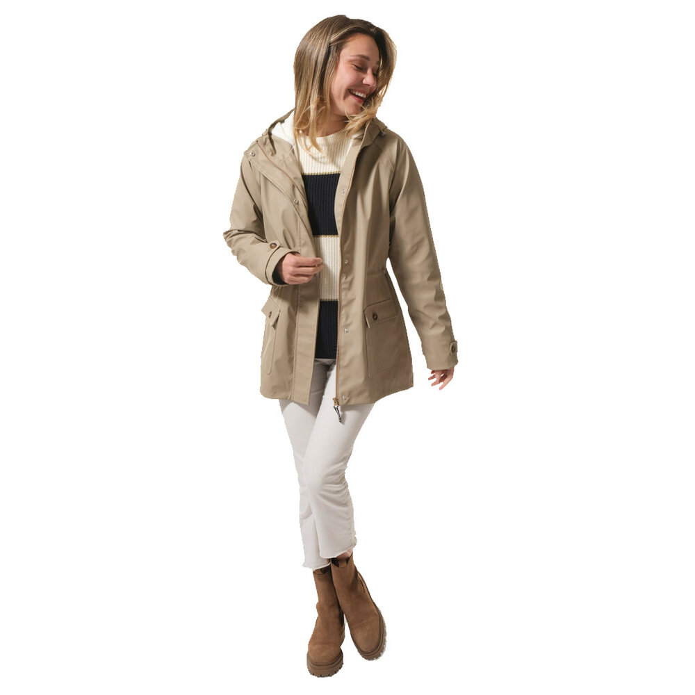 Hublot Lyvie Beige Regenjas met Capuchon Dames Hublot Lyvie Beige Regenjas met Capuchon Dames
