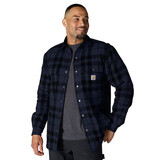 Carhartt Flannel Sherpa Lined Navy Shirt Jacket Heren Carhartt Flannel Sherpa Lined Navy Shirt Jacket Heren