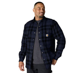 Carhartt Flannel Sherpa Lined Navy Shirt Jacket Heren Carhartt Flannel Sherpa Lined Navy Shirt Jacket Heren