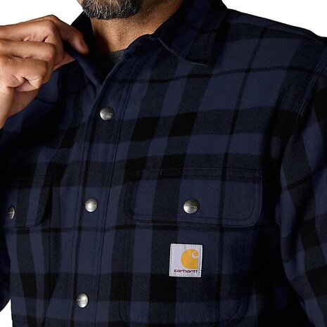 Carhartt Flannel Sherpa Lined Navy Shirt Jacket Heren