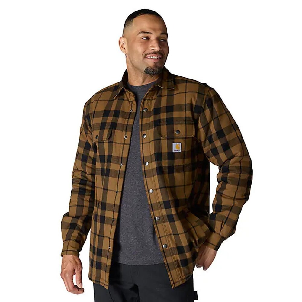 Carhartt Flannel Sherpa Lined Bruin Shirt Jacket Heren Carhartt Flannel Sherpa Lined Bruin Shirt Jacket Heren