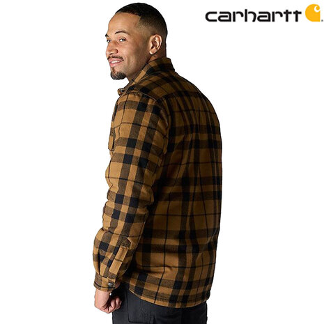 Carhartt Flannel Sherpa Lined Bruin Shirt Jacket Heren Carhartt Flannel Sherpa Lined Bruin Shirt Jacket Heren