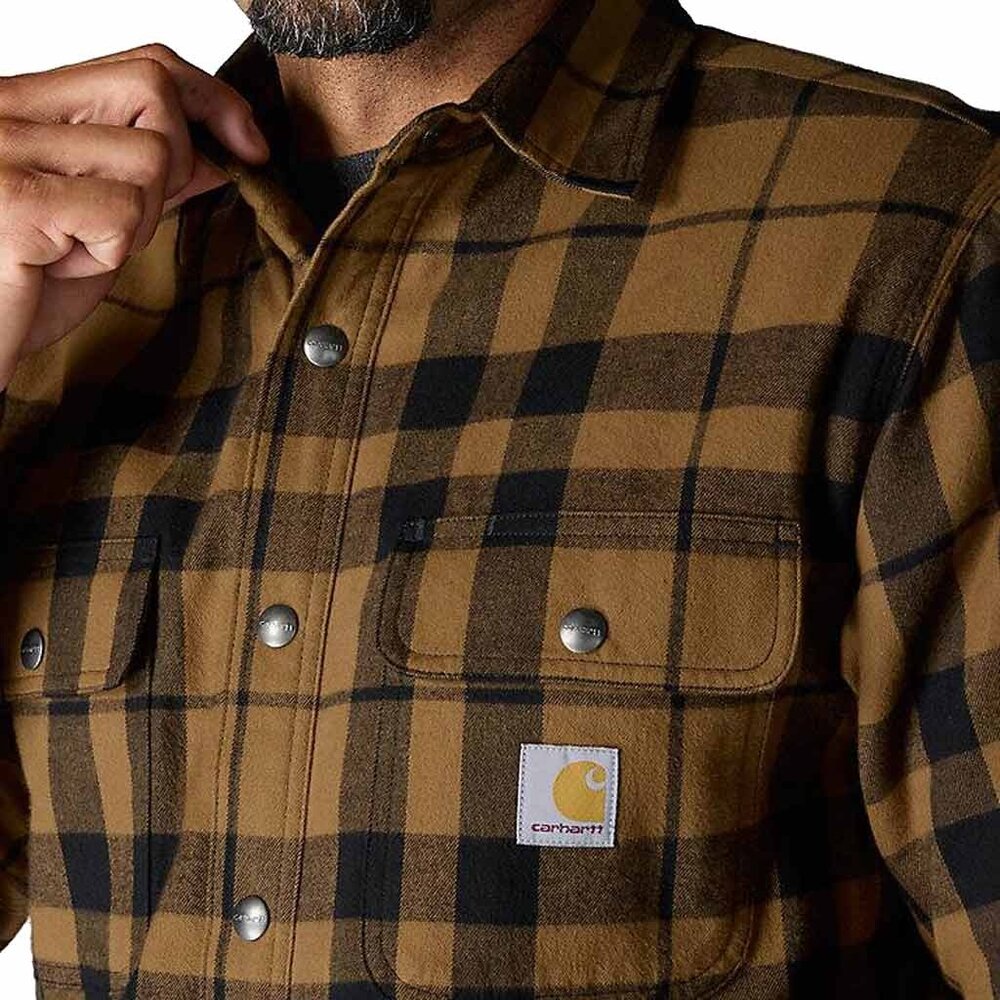 Carhartt Flannel Sherpa Lined Bruin Shirt Jacket Heren Carhartt Flannel Sherpa Lined Bruin Shirt Jacket Heren