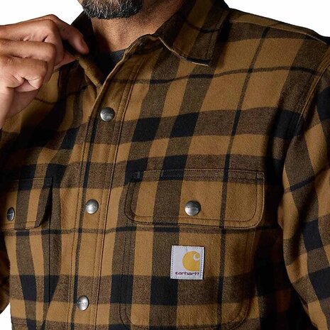 Carhartt Flannel Sherpa Lined Bruin Shirt Jacket Heren Carhartt Flannel Sherpa Lined Bruin Shirt Jacket Heren