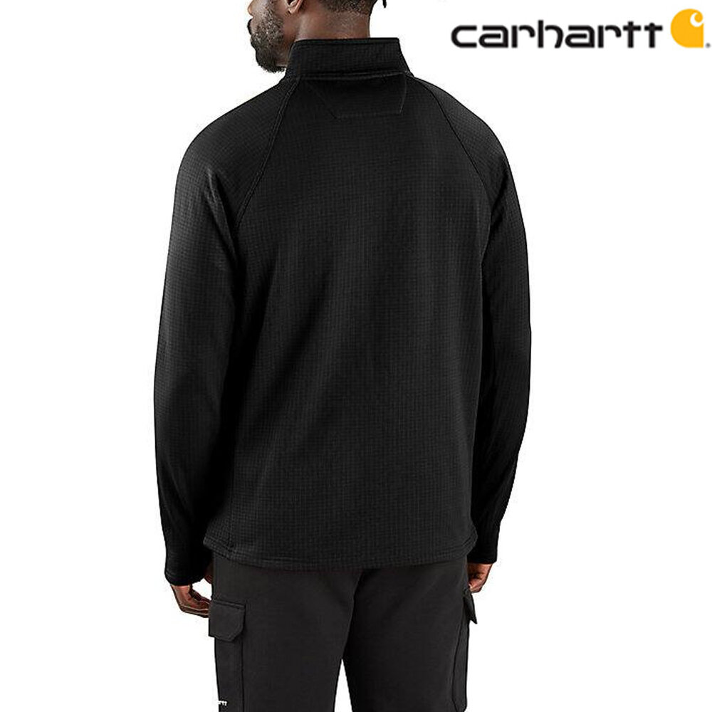 Carhartt Force Mock Neck Half Zip Black Shirt Heren