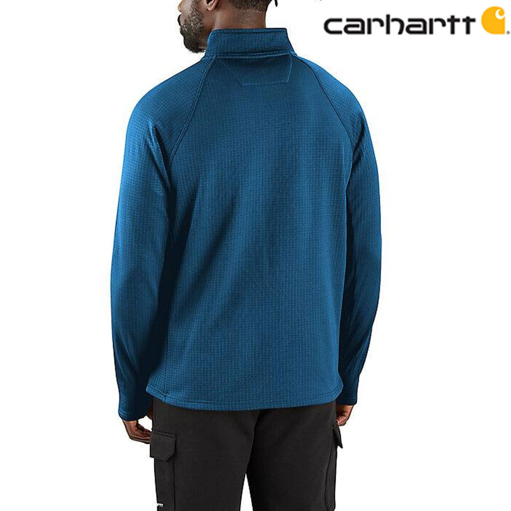 Carhartt Force Mock Neck Half Zip Dark Horizon Blue Shirt Heren