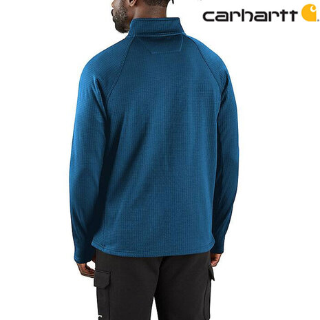 Carhartt Force Mock Neck Half Zip Dark Horizon Blue Shirt Heren