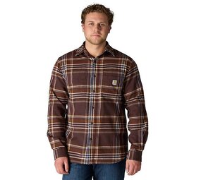 Carhartt RF Midweight Flannel Longsleeve Plaid Dark Sepia Shirt Heren