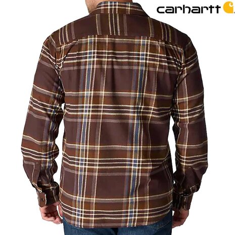 Carhartt RF Midweight Flannel Longsleeve Plaid Dark Sepia Shirt Heren