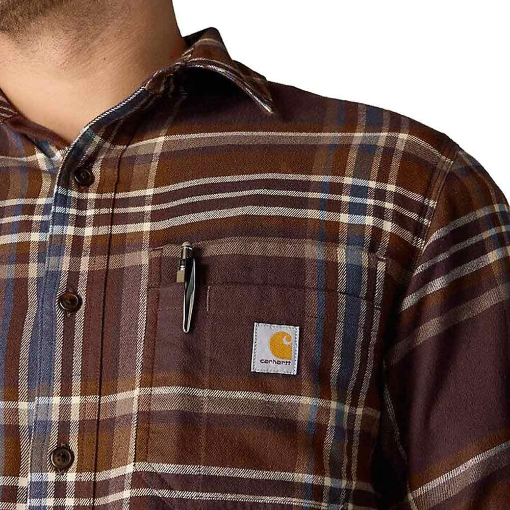Carhartt RF Midweight Flannel Longsleeve Plaid Dark Sepia Shirt Heren