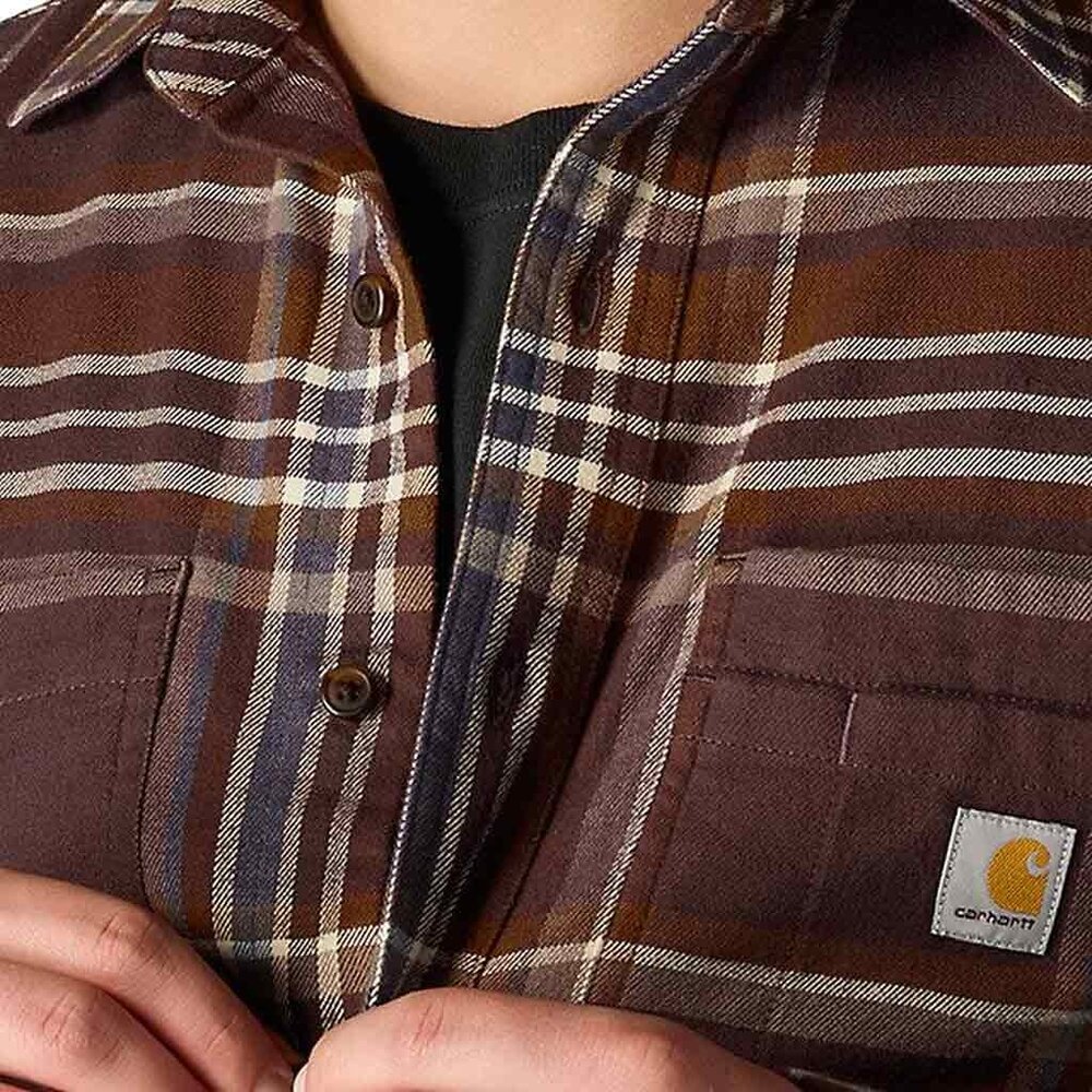 Carhartt RF Midweight Flannel Longsleeve Plaid Dark Sepia Shirt Heren