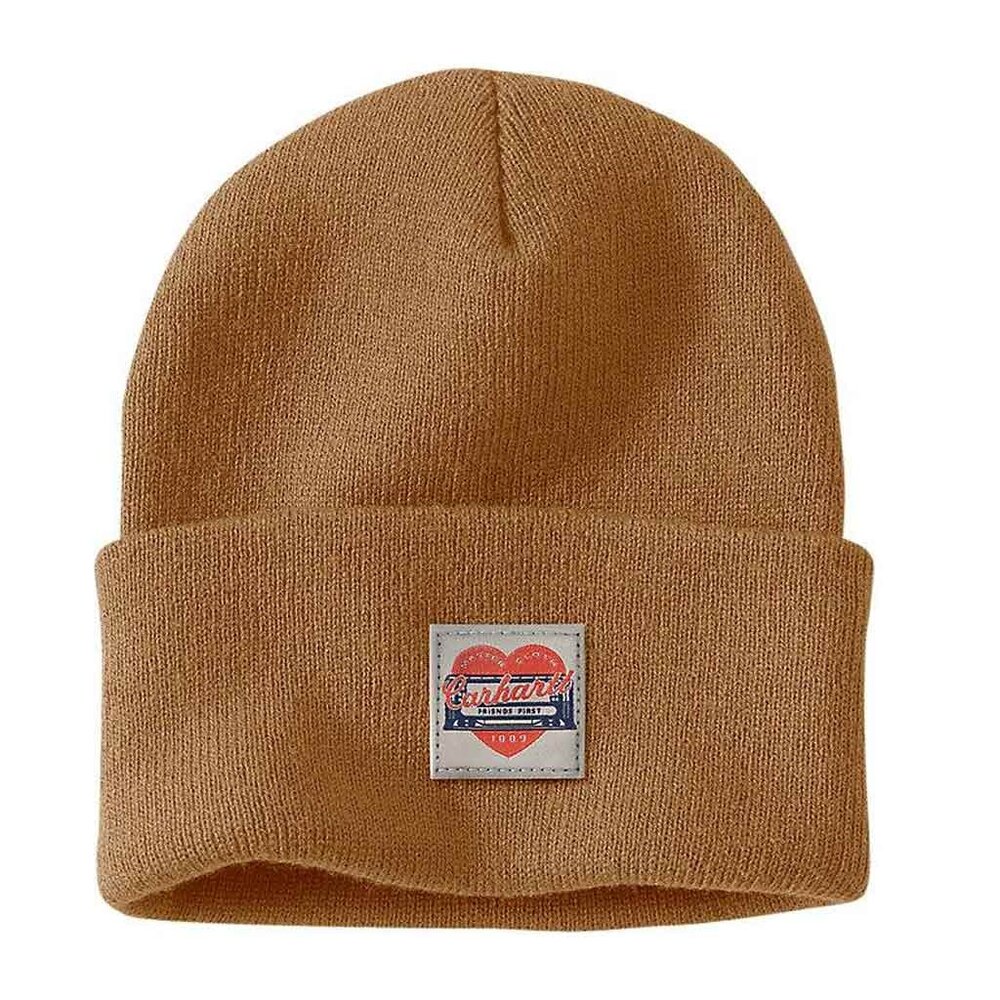 Carhartt Knit Heart Patch Beanie Bruin Muts