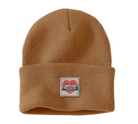 Carhartt Knit Heart Patch Beanie Bruin Muts Carhartt Knit Heart Patch Beanie Bruin Muts