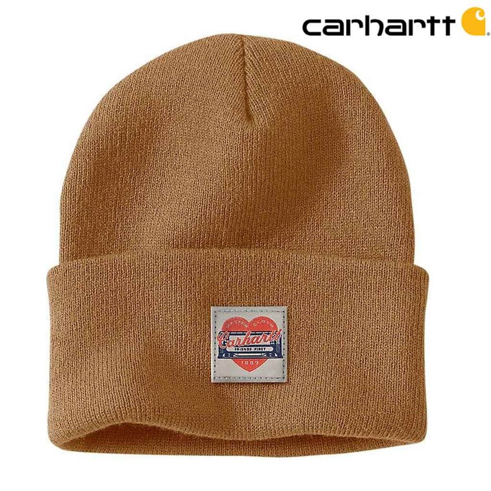 Carhartt Knit Heart Patch Beanie Bruin Muts