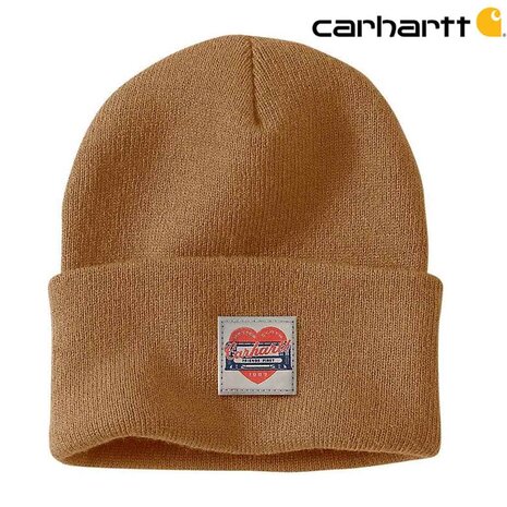 Carhartt Knit Heart Patch Beanie Bruin Muts
