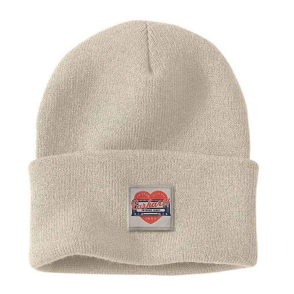 Carhartt Knit Heart Patch Beanie Oat Milk Muts