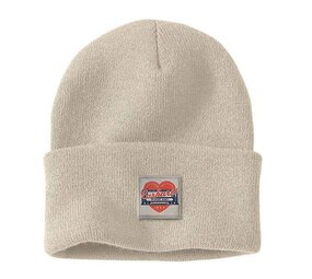 Carhartt Knit Heart Patch Beanie Oat Milk Muts Carhartt Knit Heart Patch Beanie Oat Milk Muts