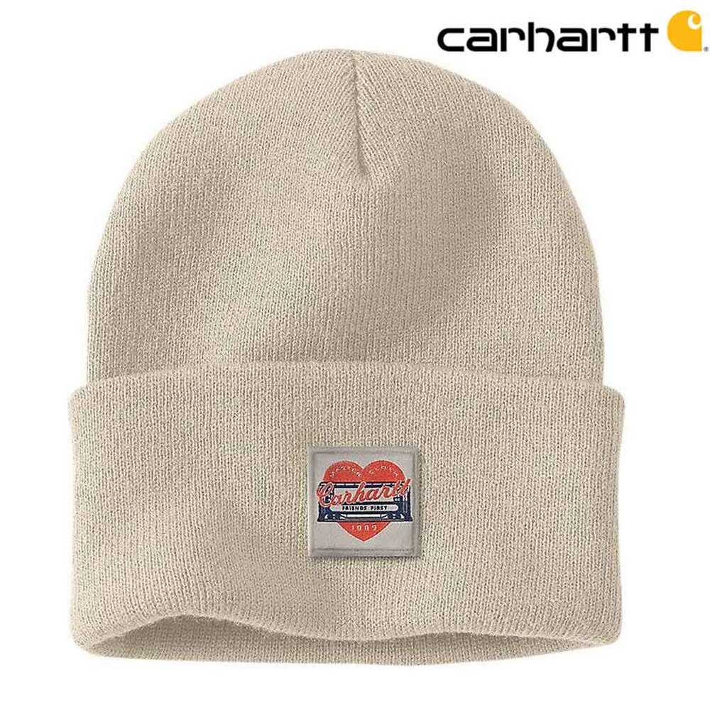 Carhartt Knit Heart Patch Beanie Oat Milk Muts
