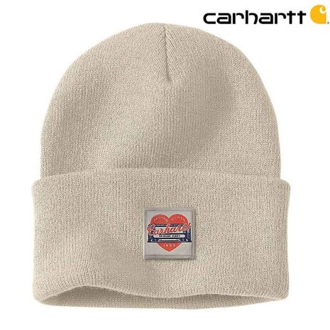 Carhartt Knit Heart Patch Beanie Oat Milk Muts