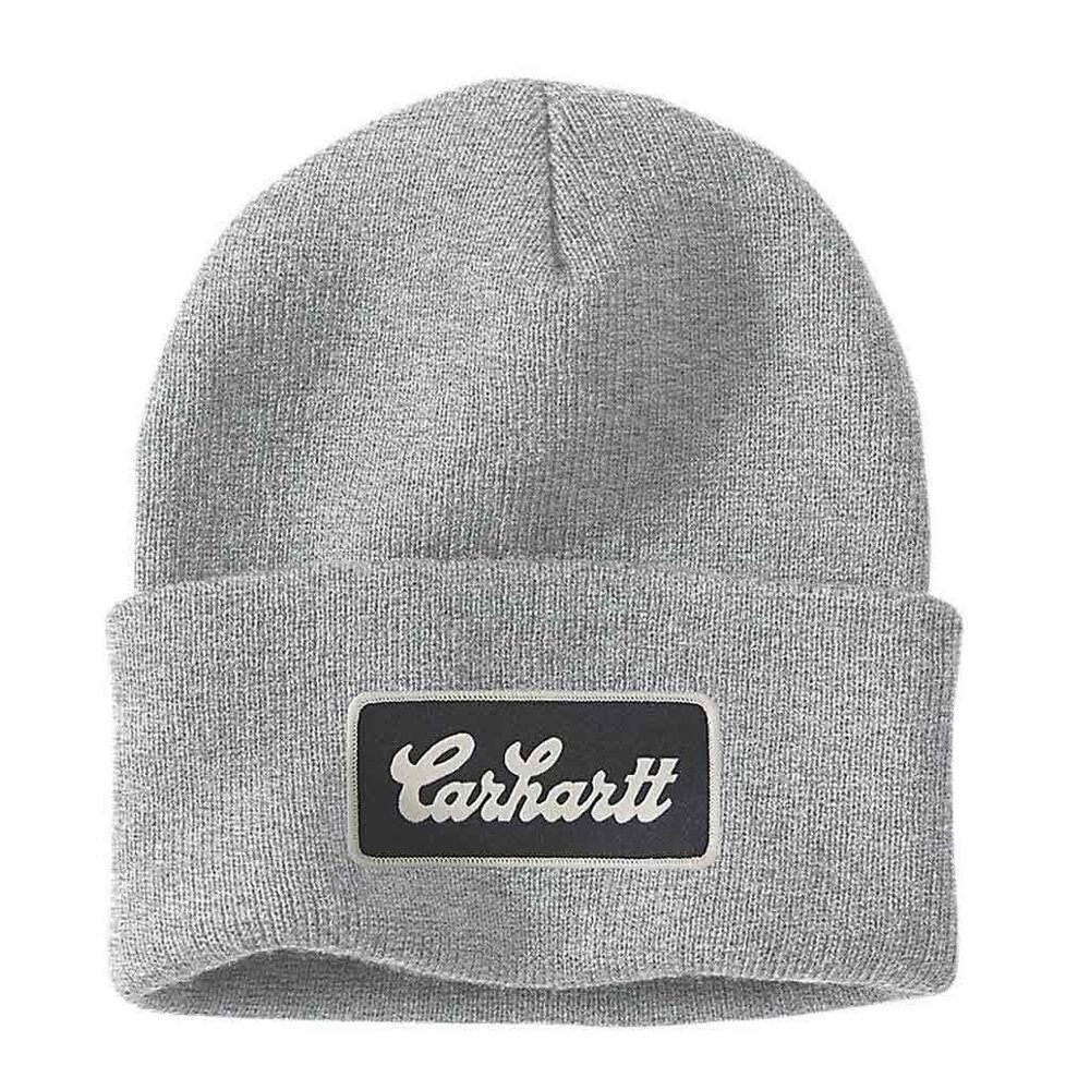 Carhartt Knit Cuffed Script Patch Beanie Heather Grey Muts