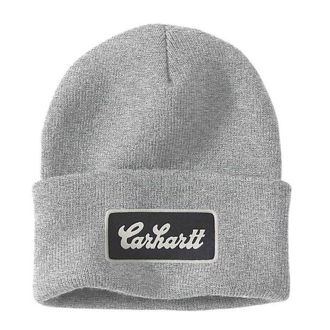 Carhartt Knit Cuffed Script Patch Beanie Heather Grey Muts