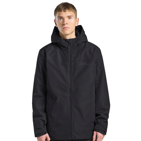 Jack Wolfskin Taubenberg Zwart 3-in-1 Winterjas Heren Jack Wolfskin Taubenberg Zwart 3-in-1 Winterjas Heren