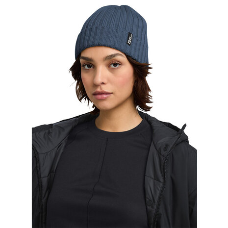Jack Wolfskin Rib Knit Beanie Midnight Sky Muts Jack Wolfskin Rib Knit Beanie Midnight Sky Muts