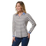 Hublot Valencia Ecru Marine Top met Chambray Kraag Dames Hublot Valencia Ecru Marine Top met Chambray Kraag Dames